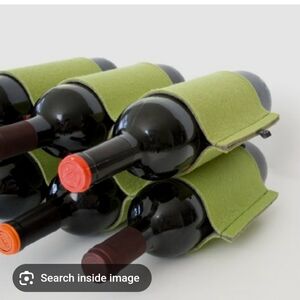 Design imports Set of 3 felt wine bottle racks green